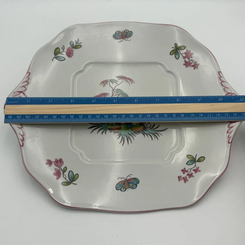 Spode Pearl River Williamsburg Reserve Square Handled Cake Plate S3714 England